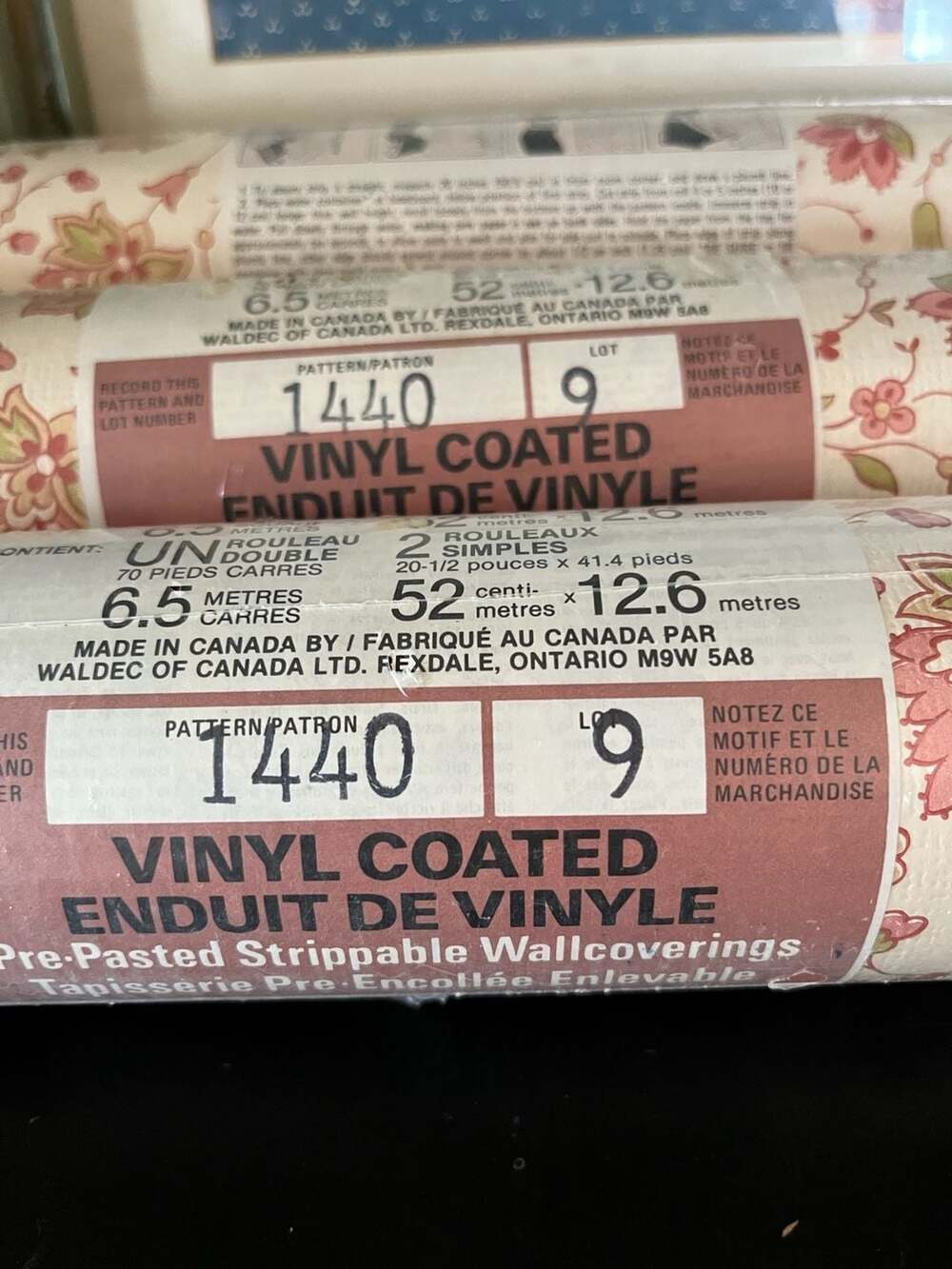 Vintage Waldec Pattern 1440 Vinyl Coated Floral Wallpaper Lot of 3 - Picture 4 of 8